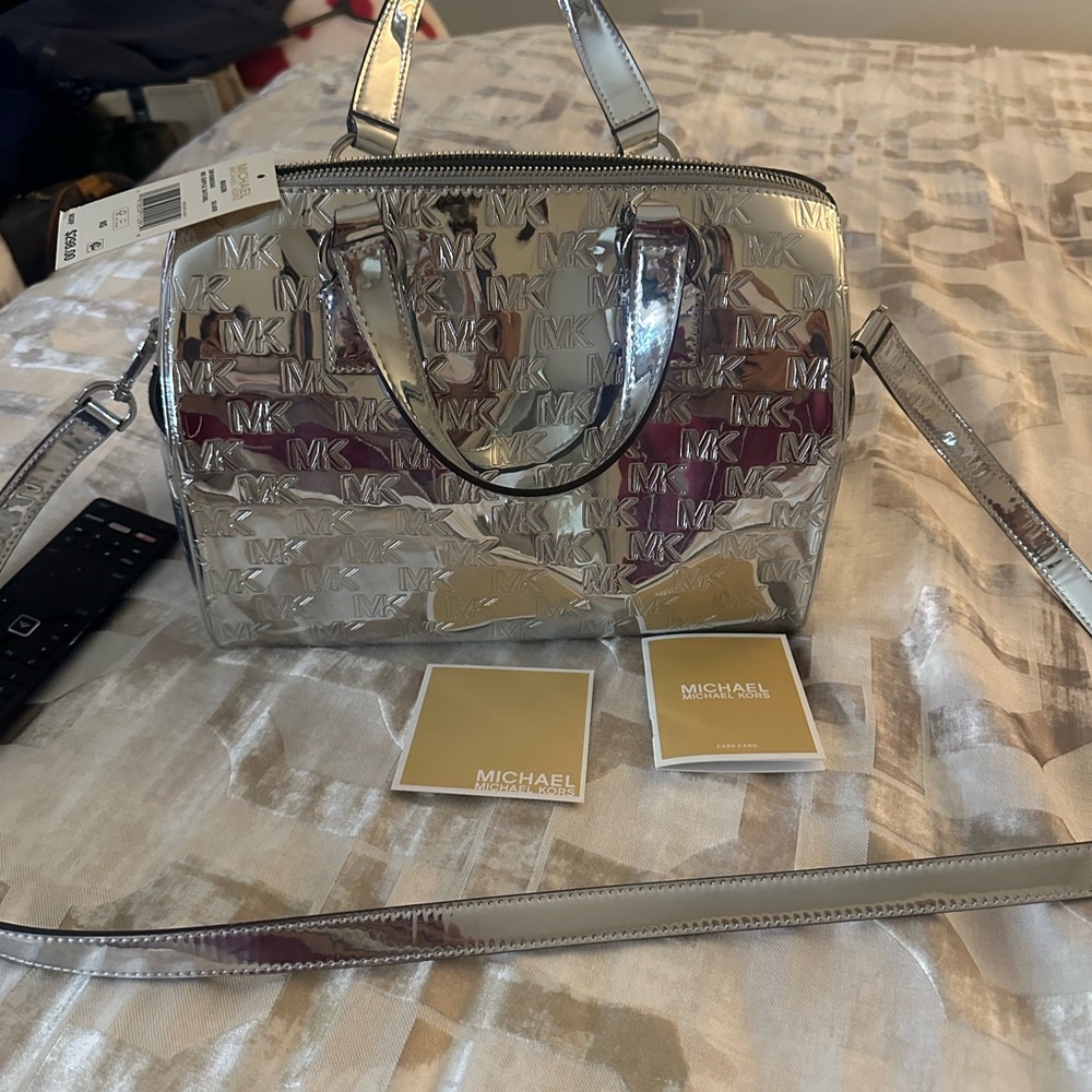 Michael Kors Shiny Silver Satchel